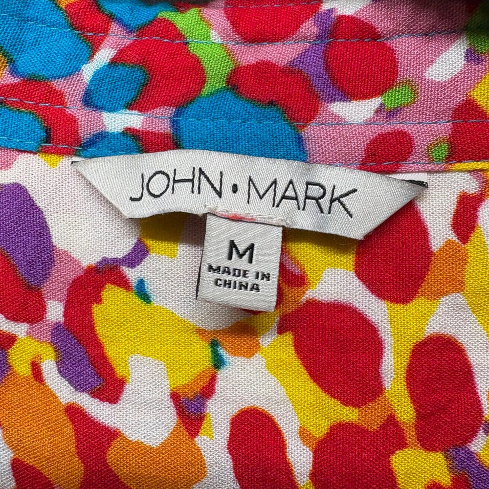 John Mark Multi-Color Abstract Print Button Front… - image 5